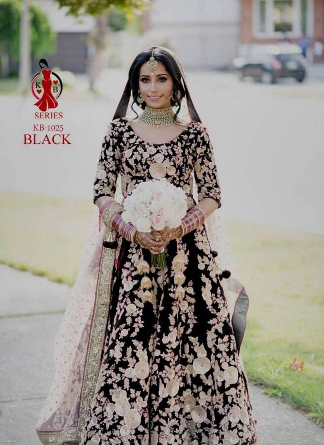 KB KB-1025 Latest Designer Wedding Wear Heavy Velvet Beautiful Embroidery And Diamond work fancy dori work  Lehenga Choili Collection
